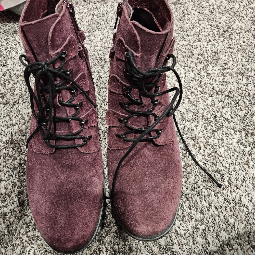 Earth Women's Lace Up Ankle Boots - Plum
